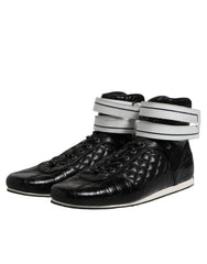 Dolce & Gabbana Black Quilted Leather Lace Up Sneakers Shoes - EU44/US11