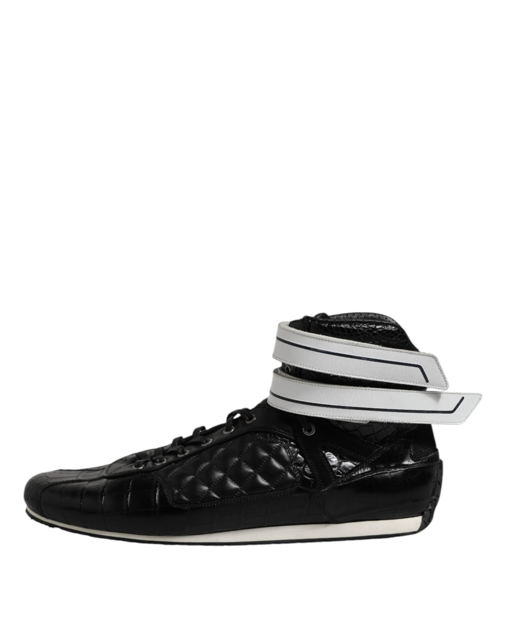 Dolce & Gabbana Black Quilted Leather Lace Up Sneakers Shoes - EU44/US11
