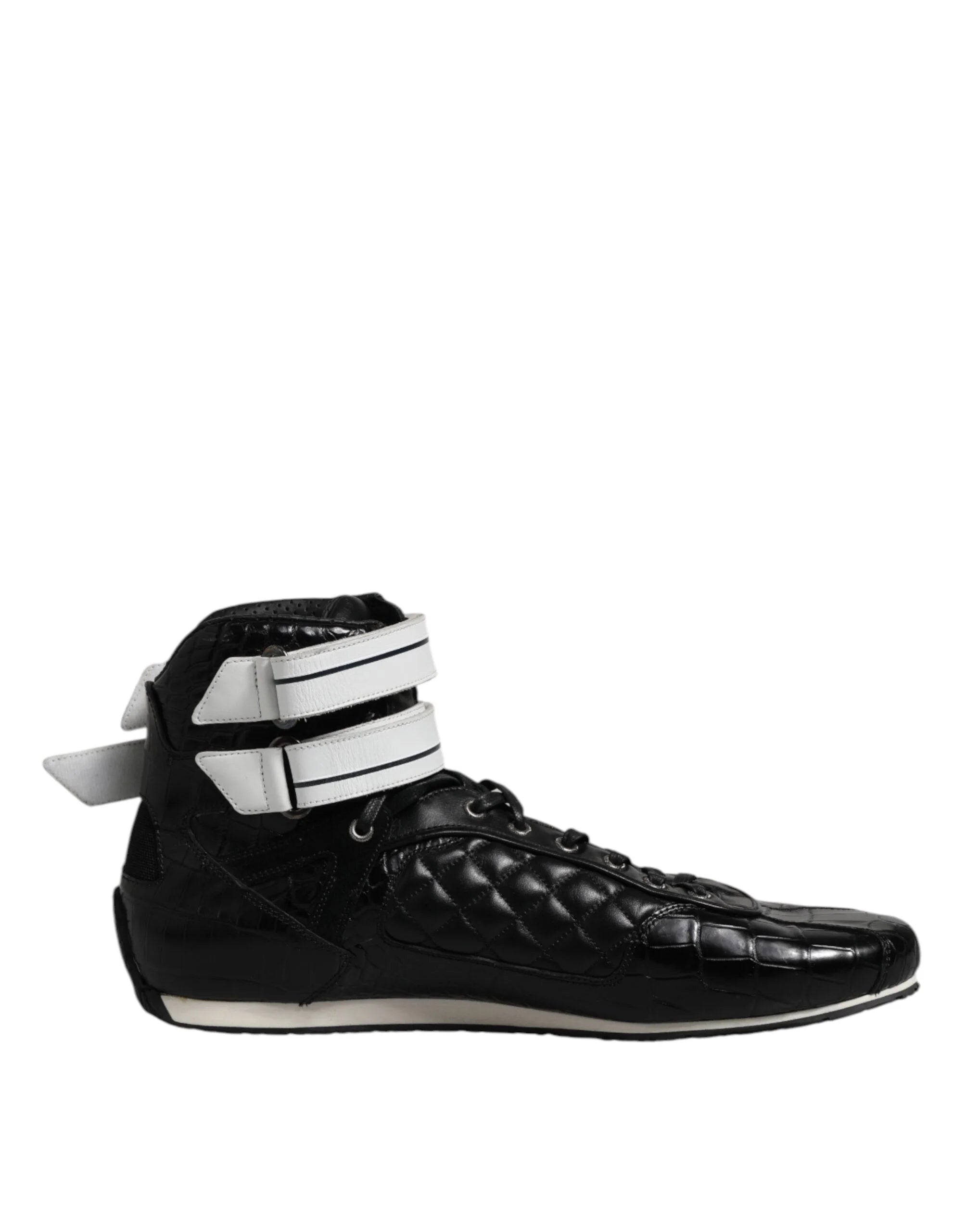 Dolce & Gabbana Black Quilted Leather Lace Up Sneakers Shoes - EU44/US11