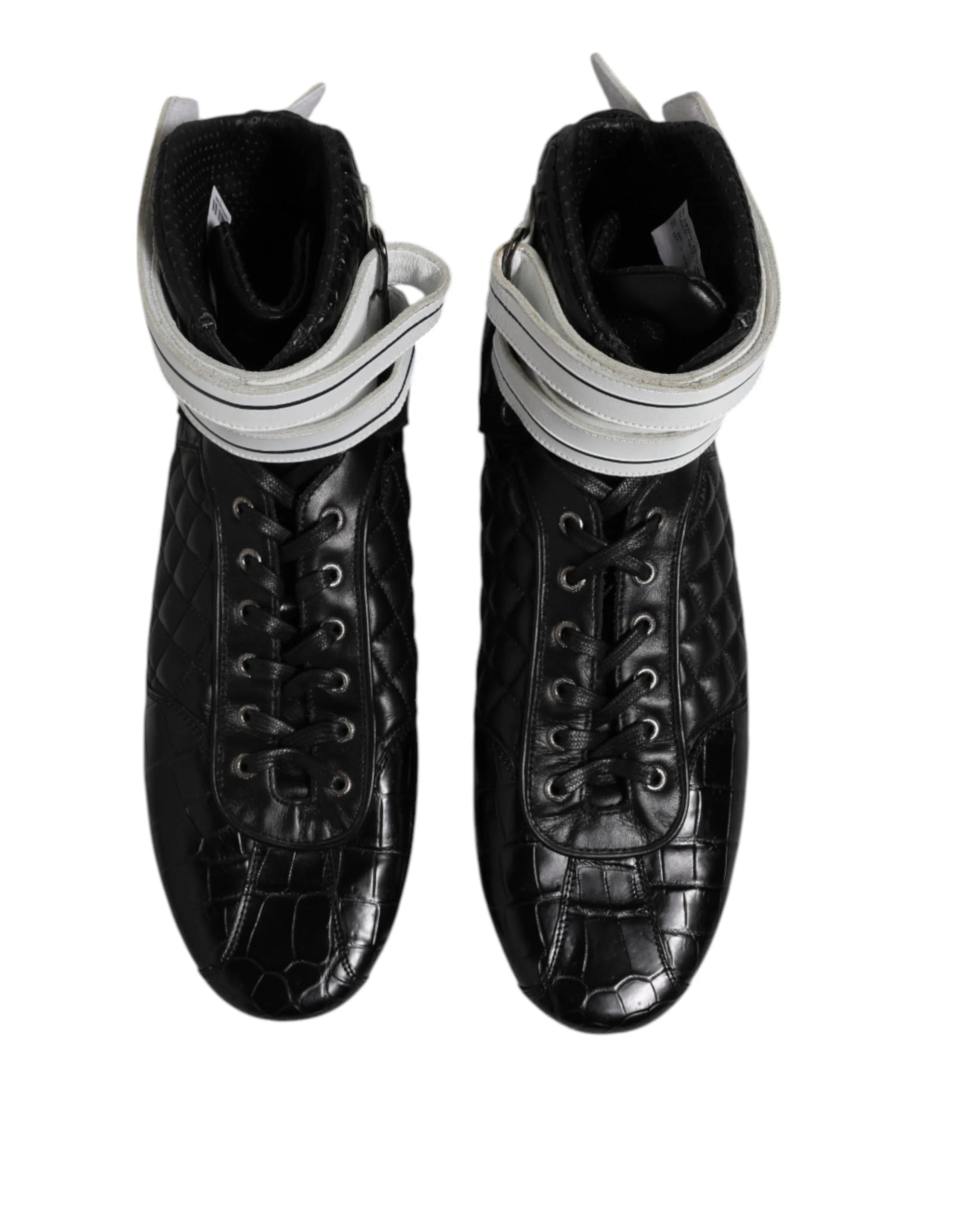 Dolce & Gabbana Black Quilted Leather Lace Up Sneakers Shoes - EU44/US11
