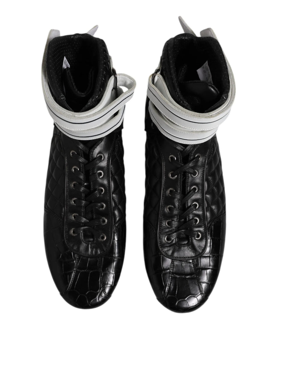 Dolce & Gabbana Black Quilted Leather Lace Up Sneakers Shoes - EU44/US11