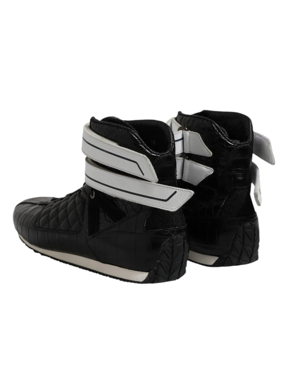 Dolce & Gabbana Black Quilted Leather Lace Up Sneakers Shoes - EU44/US11