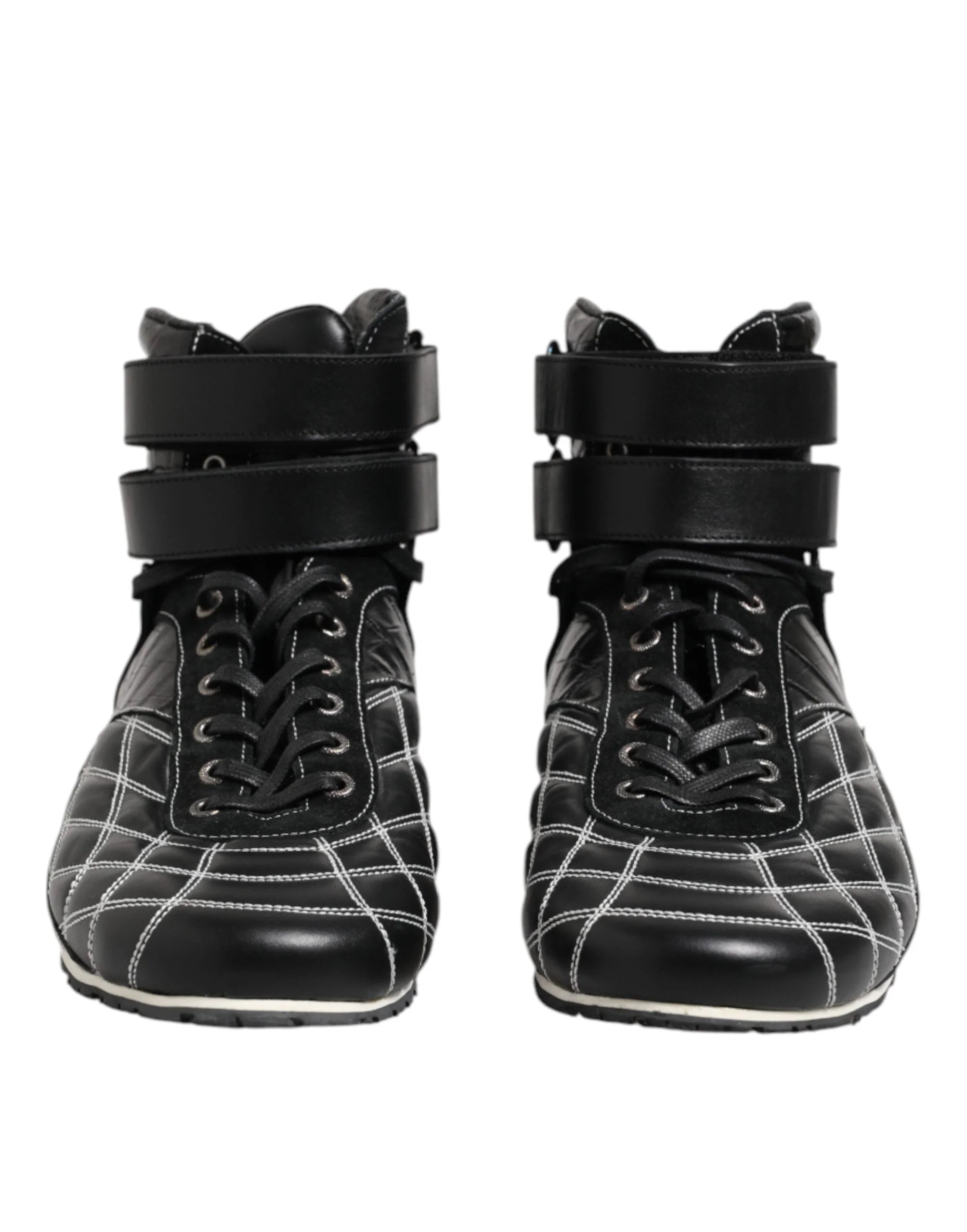 Dolce & Gabbana Black Quilted Leather Lace Up Sneakers Shoes - EU44/US11