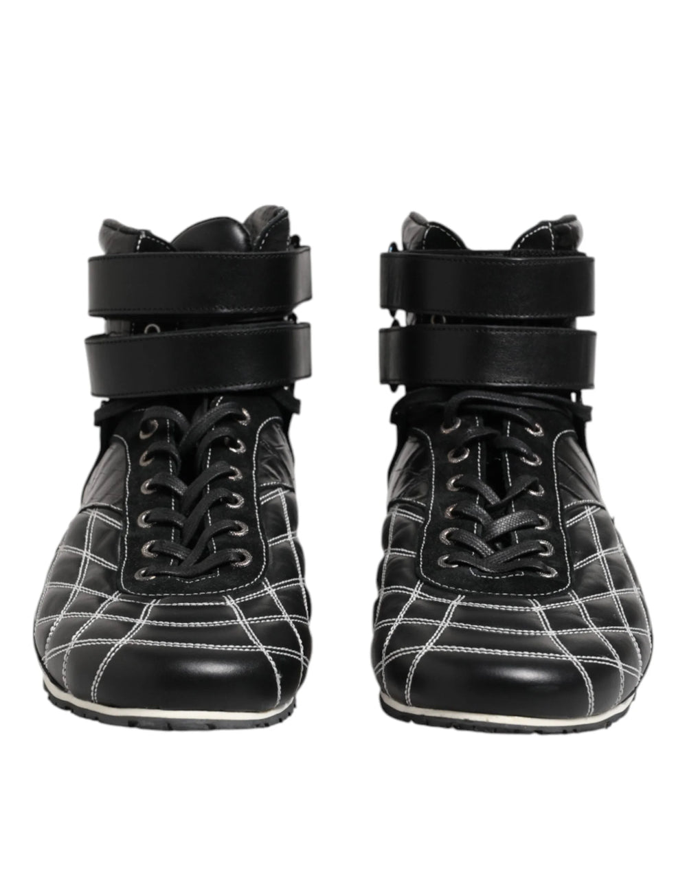 Dolce & Gabbana Black Quilted Leather Lace Up Sneakers Shoes - EU44/US11