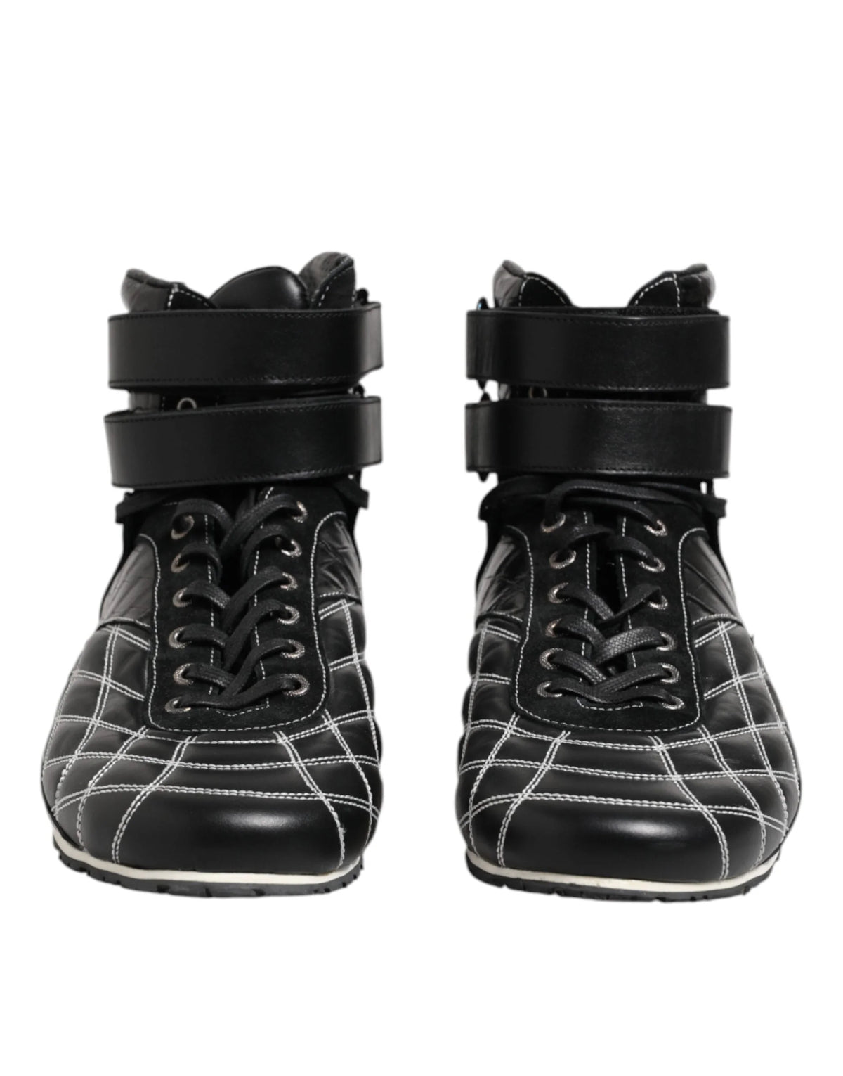 Dolce & Gabbana Black Quilted Leather Lace Up Sneakers Shoes - EU44/US11