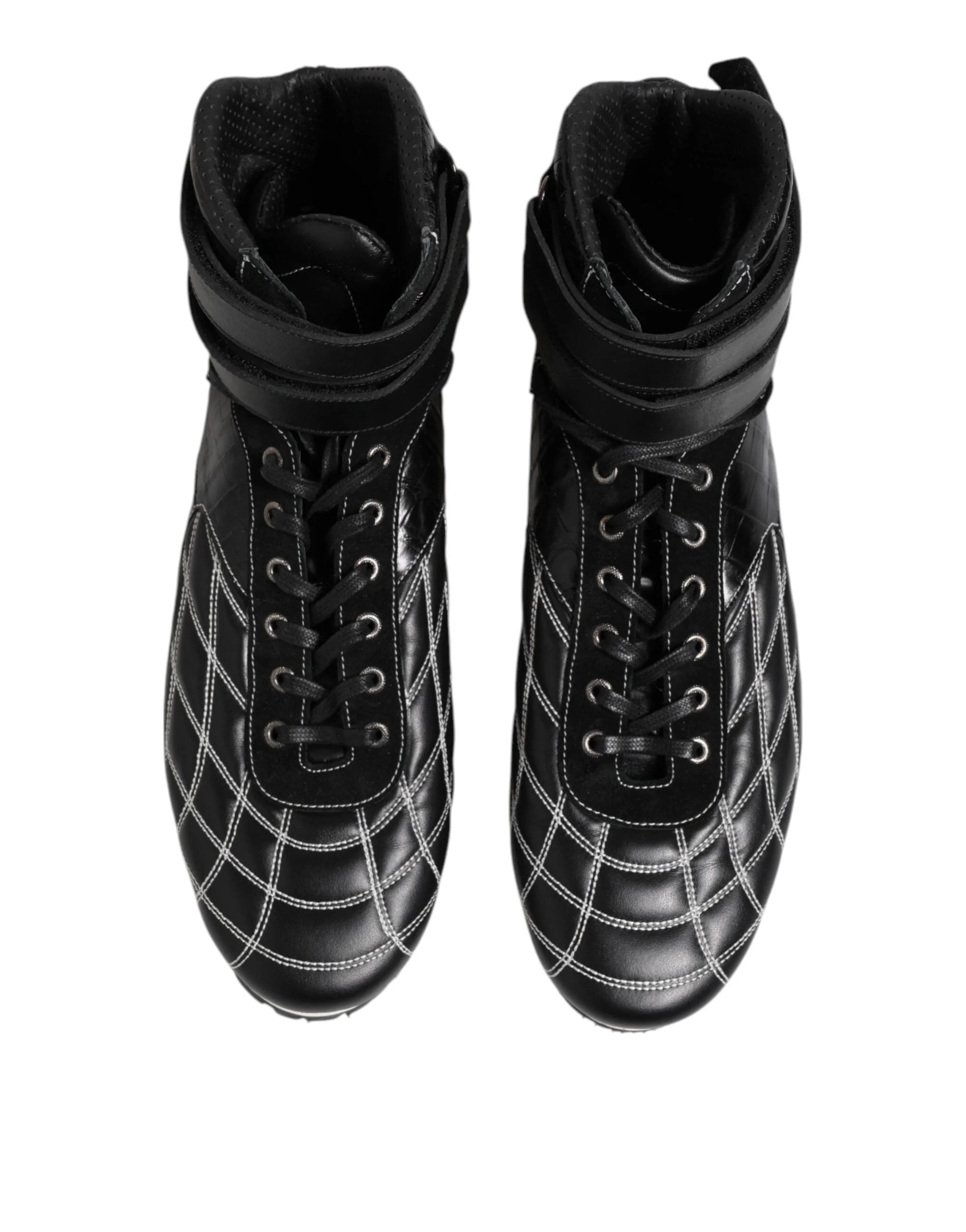 Dolce & Gabbana Black Quilted Leather Lace Up Sneakers Shoes - EU44/US11