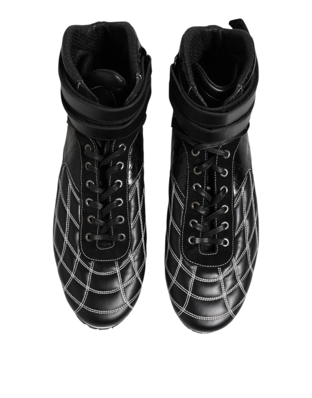 Dolce & Gabbana Black Quilted Leather Lace Up Sneakers Shoes - EU44/US11