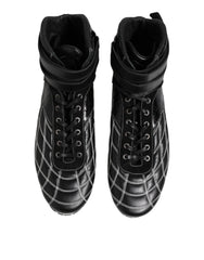 Dolce & Gabbana Black Quilted Leather Lace Up Sneakers Shoes - EU44/US11