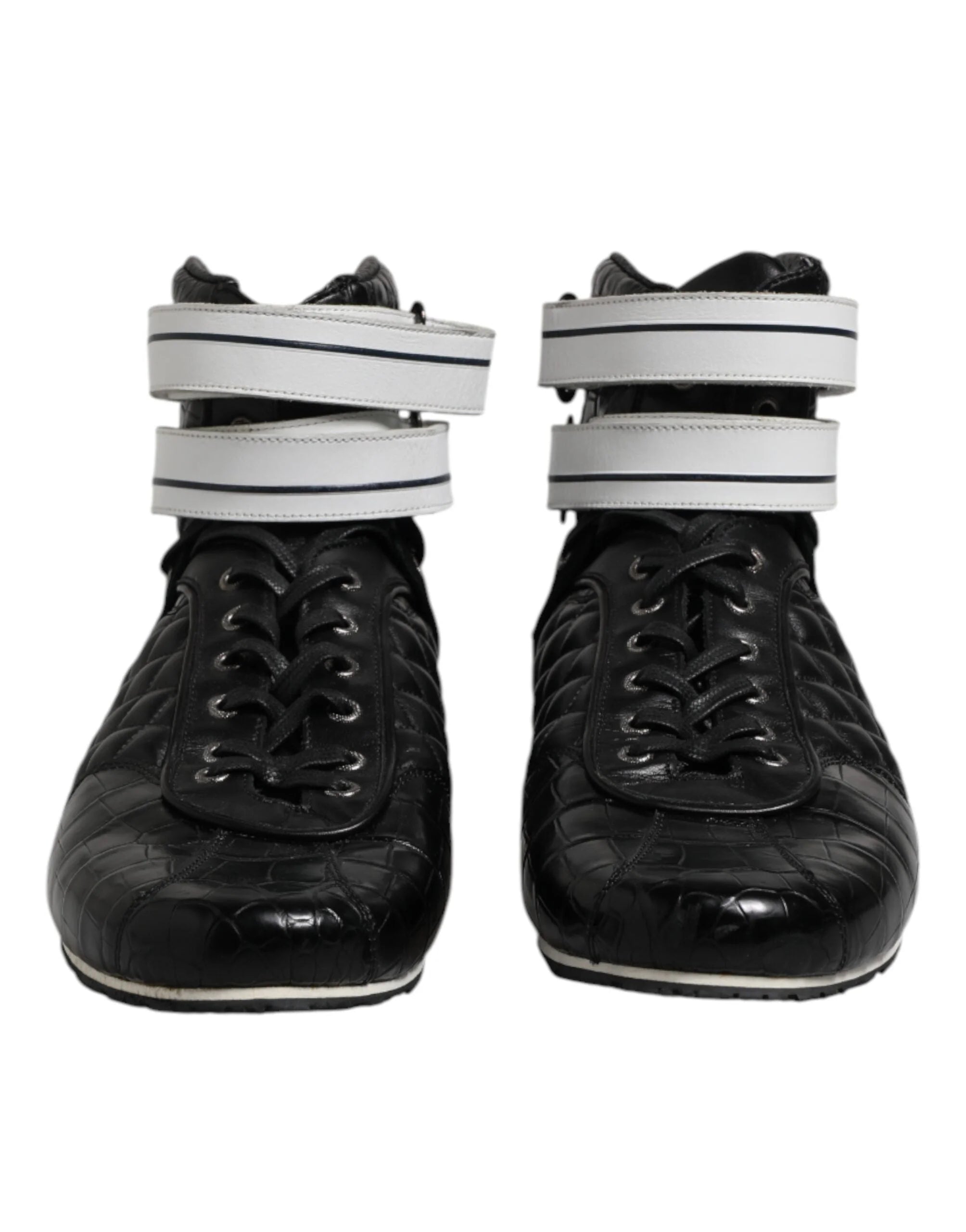 Dolce & Gabbana Black Quilted Leather Lace Up Sneakers Shoes - EU44/US11