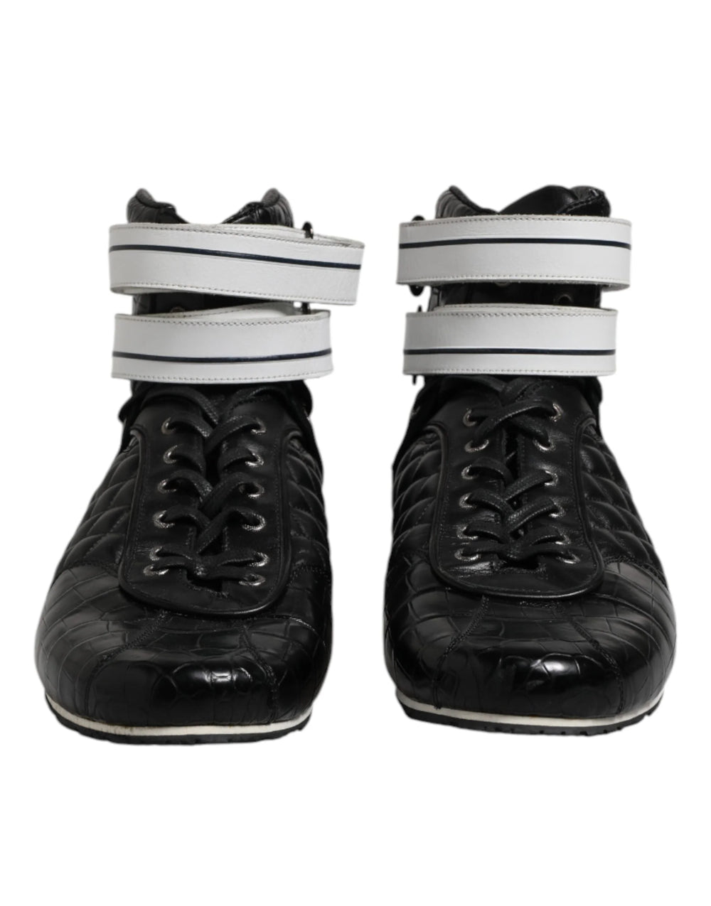 Dolce & Gabbana Black Quilted Leather Lace Up Sneakers Shoes - EU44/US11
