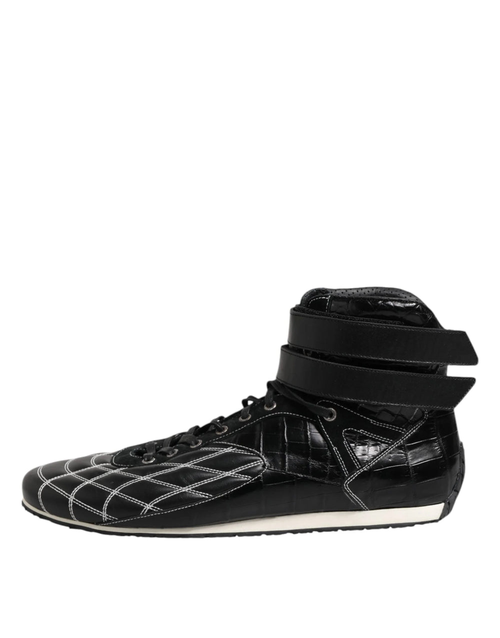Dolce & Gabbana Black Quilted Leather Lace Up Sneakers Shoes - EU44/US11 - Sneakers