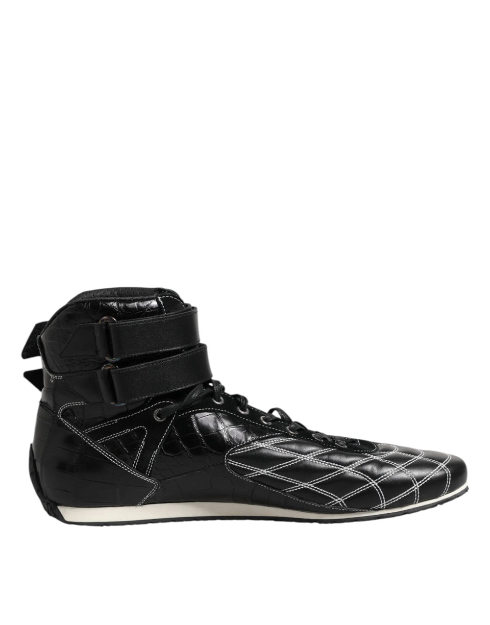 Dolce & Gabbana Black Quilted Leather Lace Up Sneakers Shoes - EU44/US11
