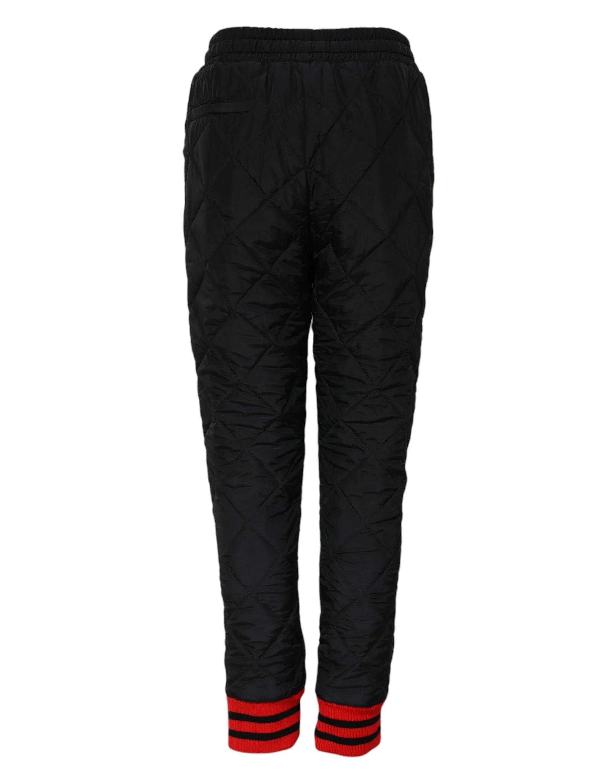 Dolce & Gabbana Black Quilted Mid Waist Jogger Pants - IT40|S - Joggers
