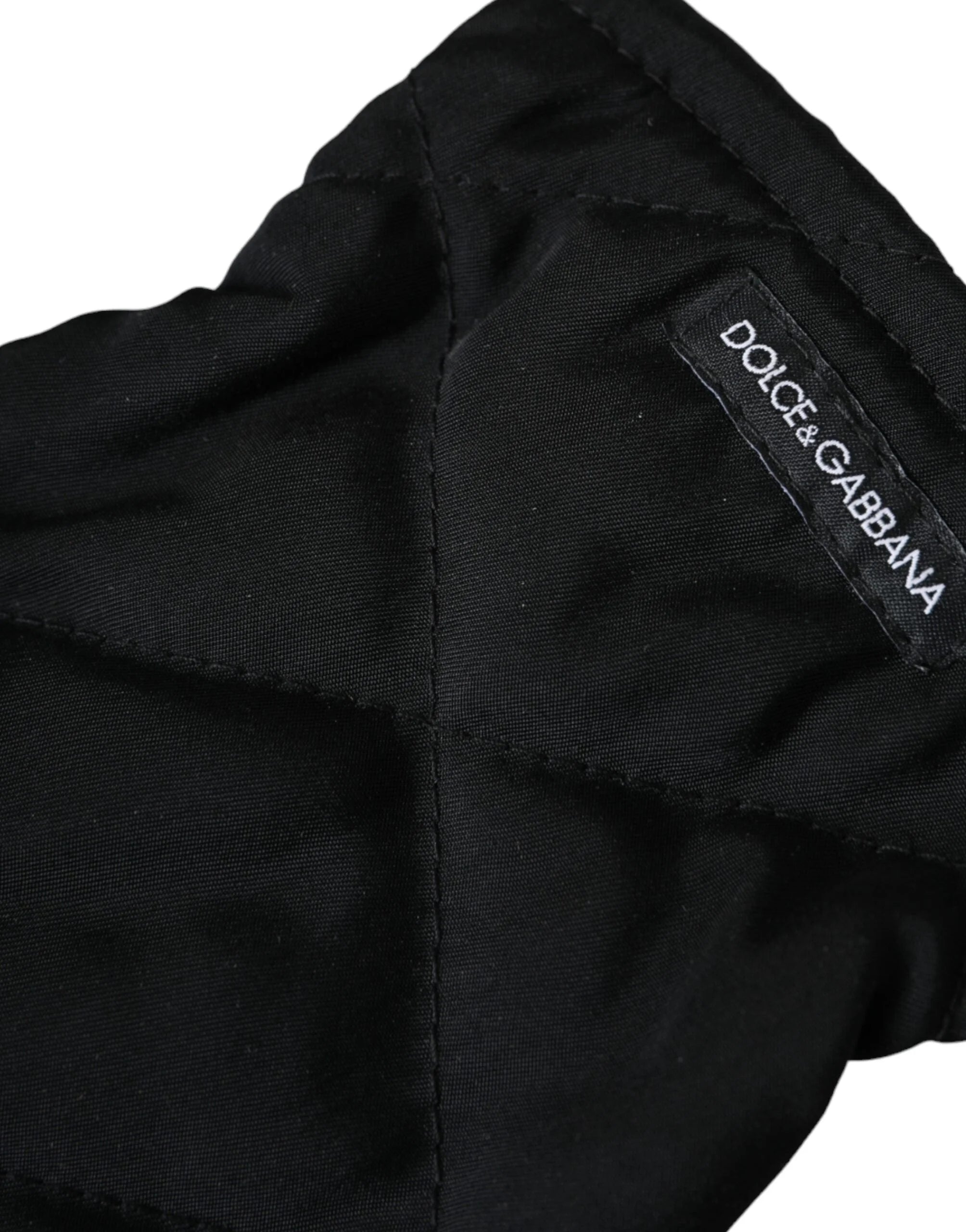 Dolce & Gabbana Black Quilted Nylon Wrist Length Mitten Gloves - 7.5|S - Gloves & Mittens