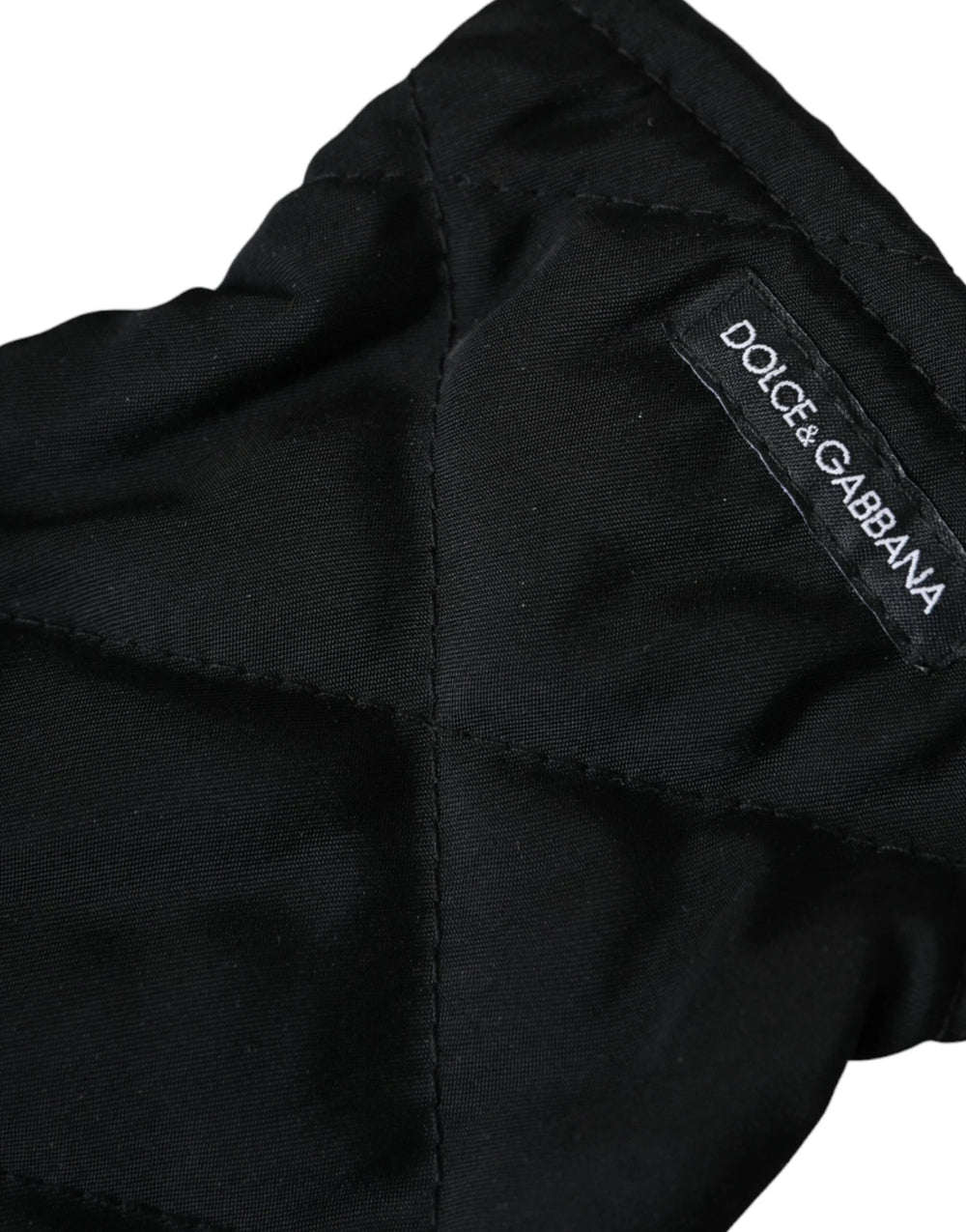 Dolce & Gabbana Black Quilted Nylon Wrist Length Mitten Gloves - 7.5|S - Gloves & Mittens