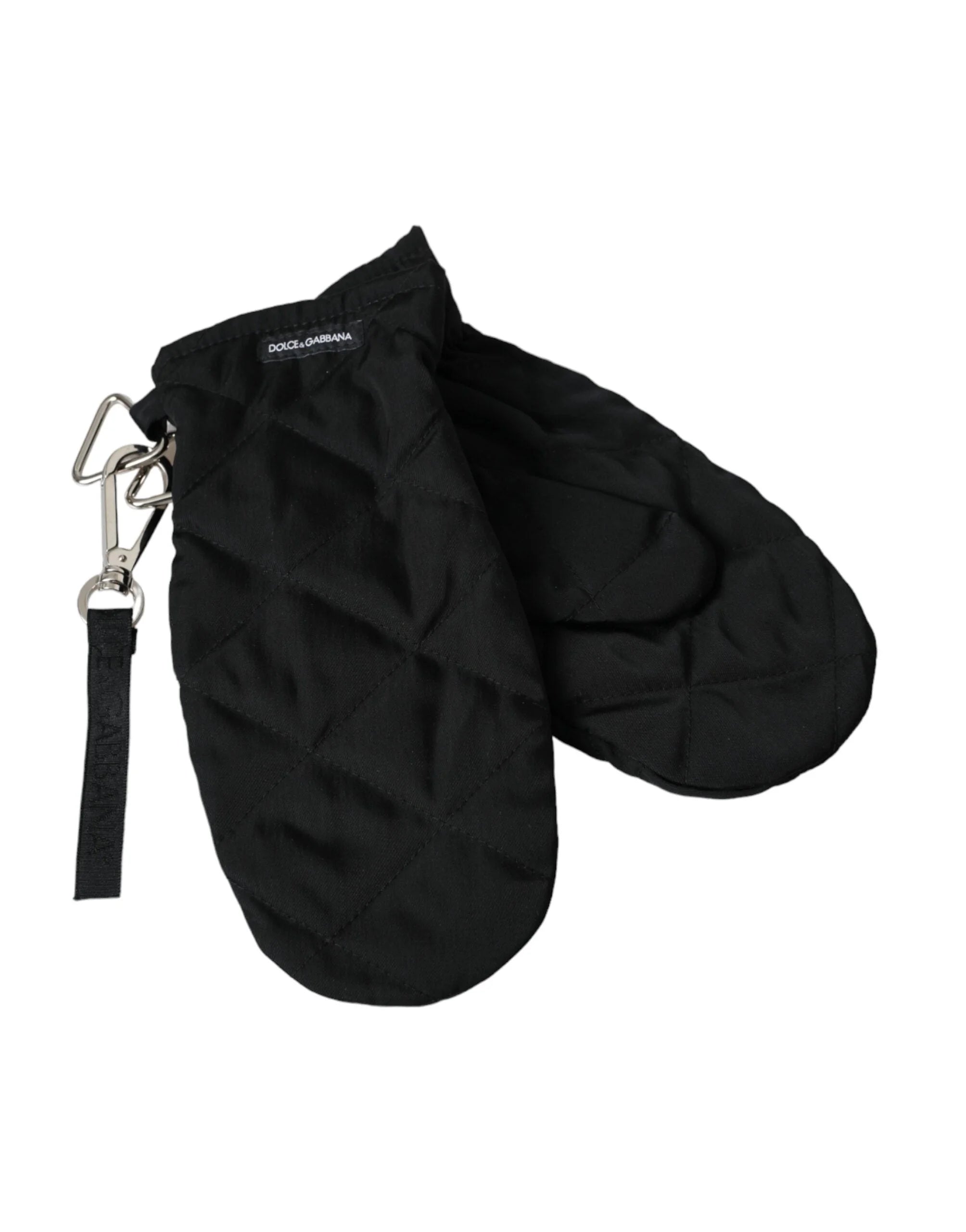 Dolce & Gabbana Black Quilted Nylon Wrist Length Mitten Gloves - 7.5|S - Gloves & Mittens
