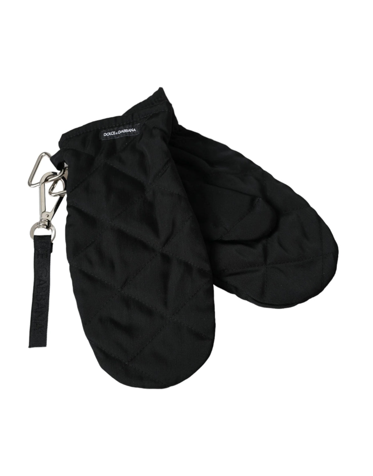 Dolce & Gabbana Black Quilted Nylon Wrist Length Mitten Gloves - 7.5|S - Gloves & Mittens