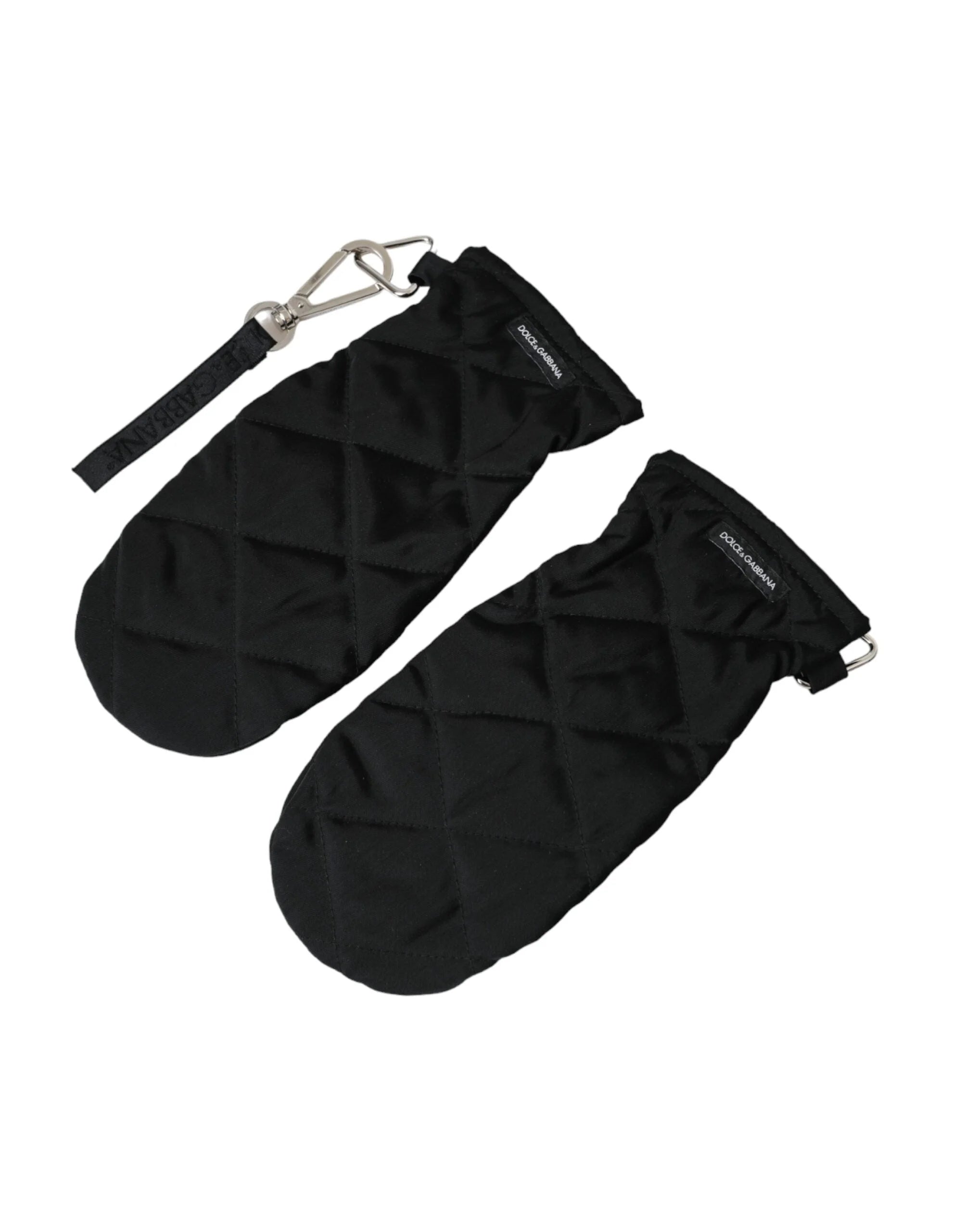 Dolce & Gabbana Black Quilted Nylon Wrist Length Mitten Gloves - 7.5|S - Gloves & Mittens