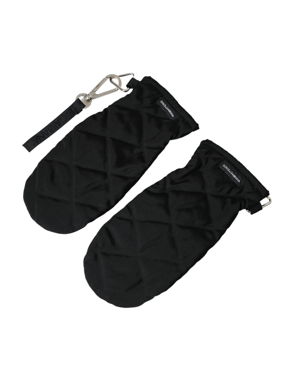 Dolce & Gabbana Black Quilted Nylon Wrist Length Mitten Gloves - 7.5|S - Gloves & Mittens