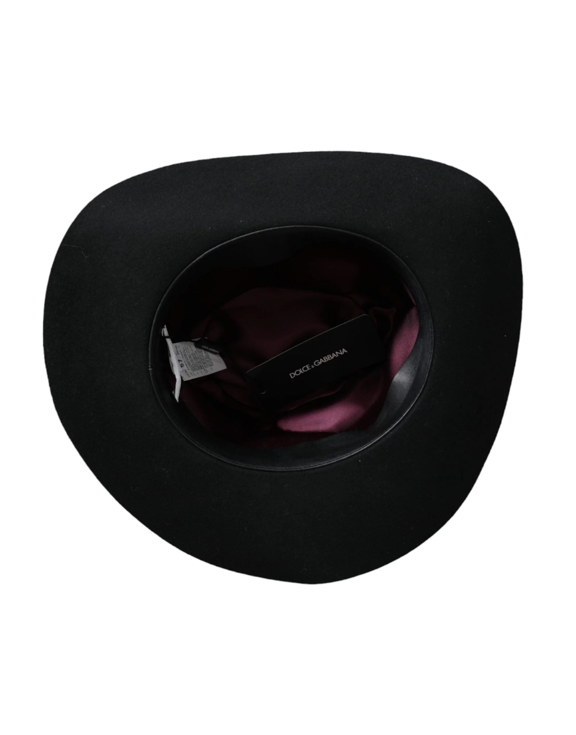 Dolce & Gabbana Black Rabbit Fedora Trilby Women Hat - 57 cm|S