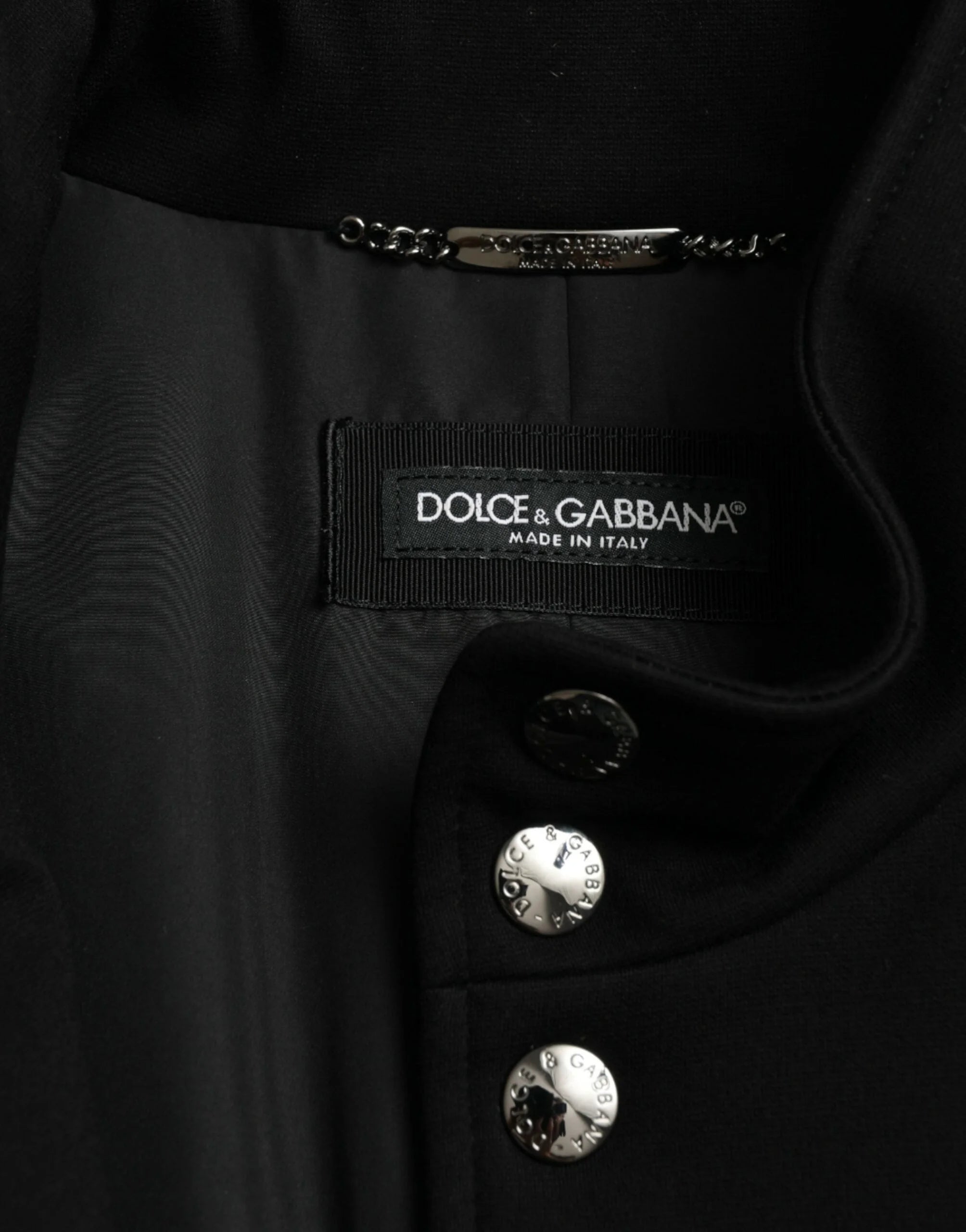 Dolce & Gabbana Black Rayon Buttoned Vest Logo Jacket - IT58 | XXL