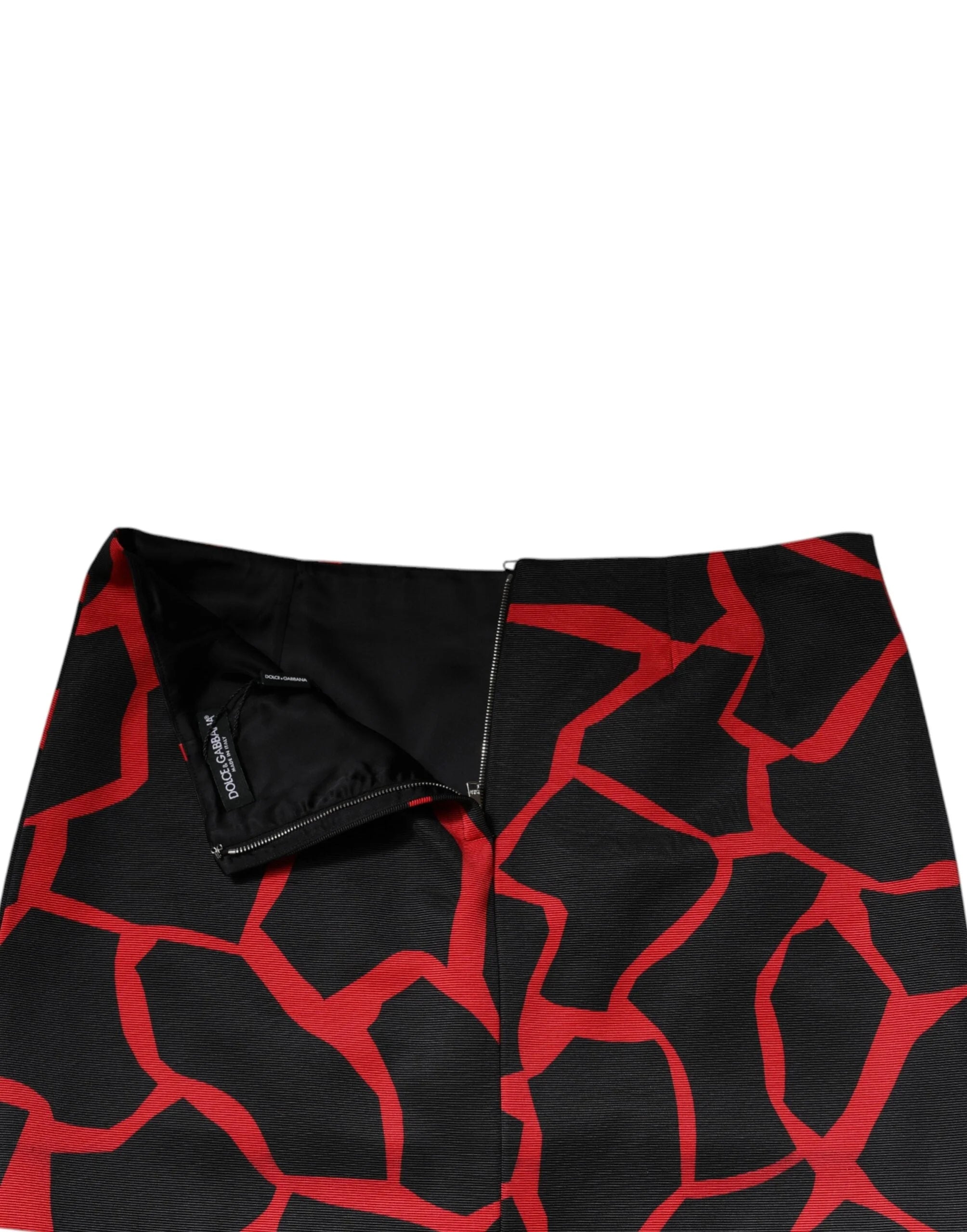 Dolce & Gabbana Black Red Abstract Mid Waist A-line Mini Skirt - IT42|M - Skirts