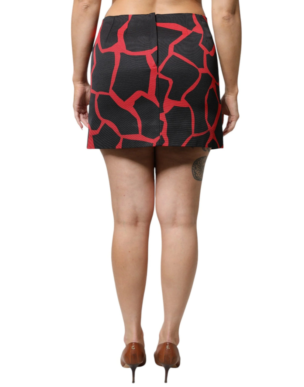Dolce & Gabbana Black Red Abstract Mid Waist A-line Mini Skirt - IT42|M - Skirts