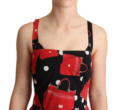 Dolce & Gabbana Black Red Bag Print A-line Mid Length Dress - Dresses