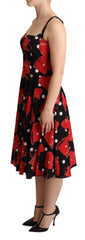 Dolce & Gabbana Black Red Bag Print A-line Mid Length Dress - Dresses
