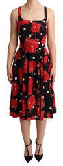 Dolce & Gabbana Black Red Bag Print A-line Mid Length Dress - Dresses