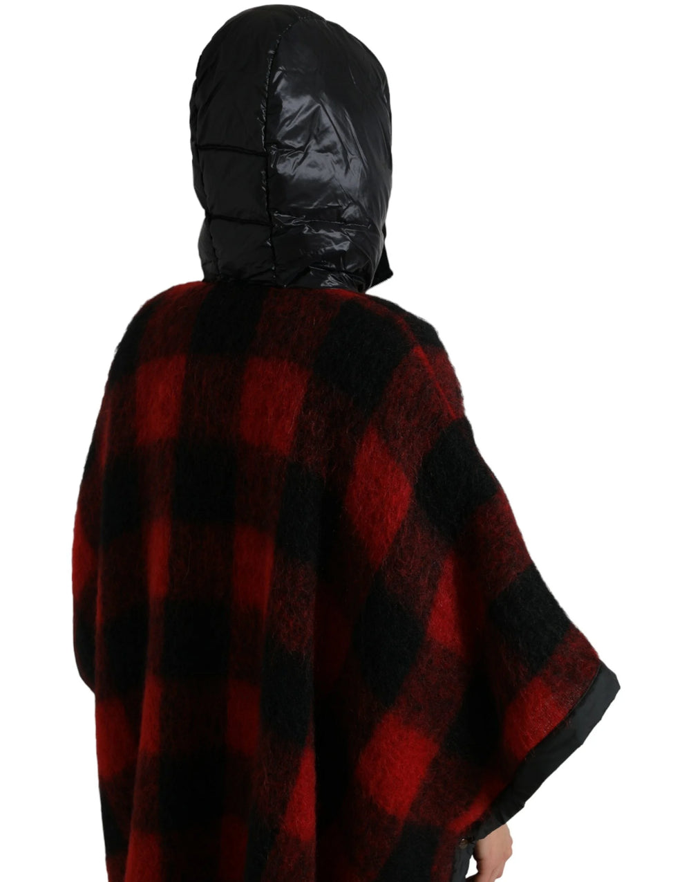 Dolce & Gabbana Black Red Buffalo Check Hooded Poncho Jacket - IT40|S - Capes