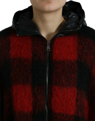 Dolce & Gabbana Black Red Buffalo Check Hooded Poncho Jacket - IT40|S - Capes