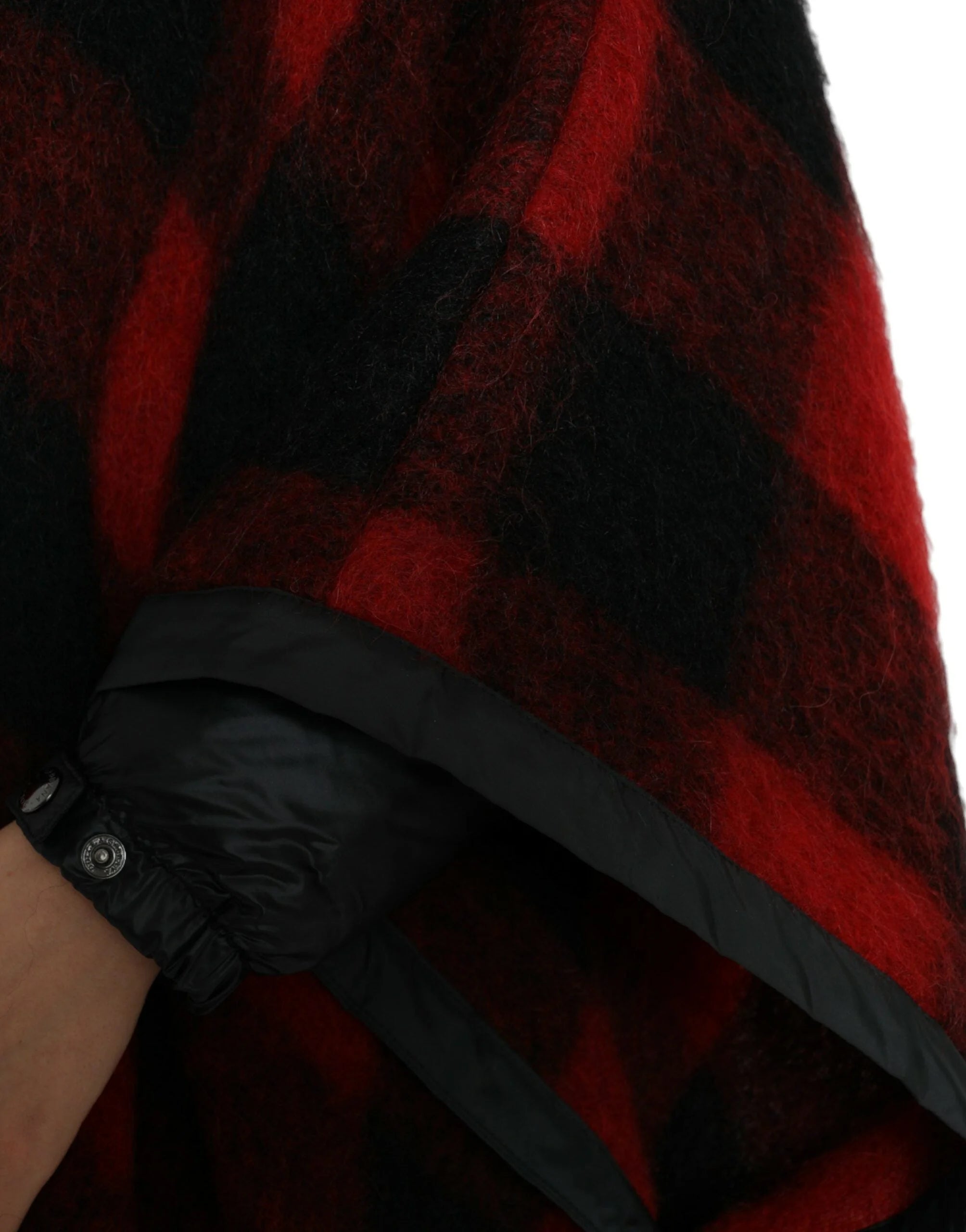 Dolce & Gabbana Black Red Buffalo Check Hooded Poncho Jacket - IT40|S - Capes