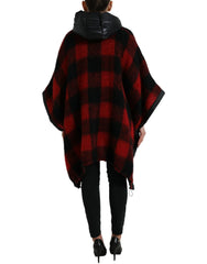Dolce & Gabbana Black Red Buffalo Check Hooded Poncho Jacket - IT40|S - Capes