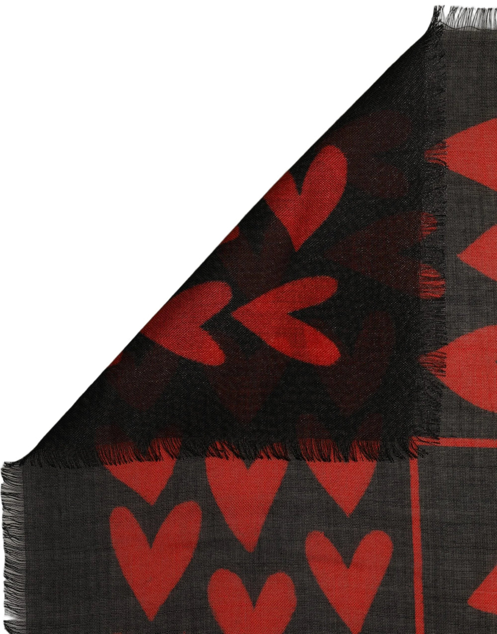 Dolce & Gabbana Black Red Cashmere Hearts Print Stole Scarf