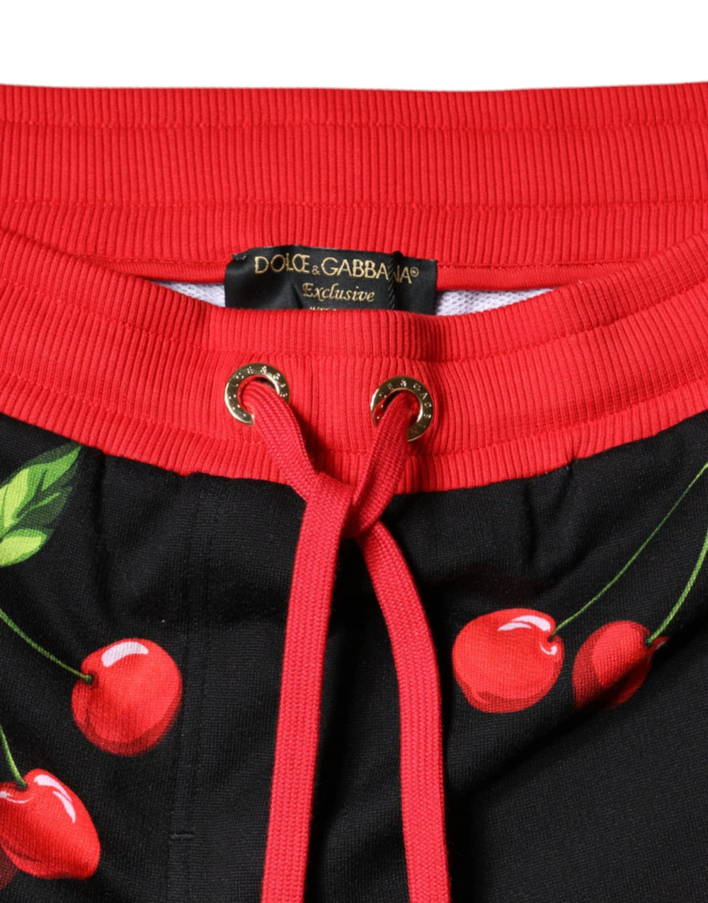 Dolce & Gabbana Black Red Cherry Mid Waist Jogger Pants - IT46|XL - Joggers