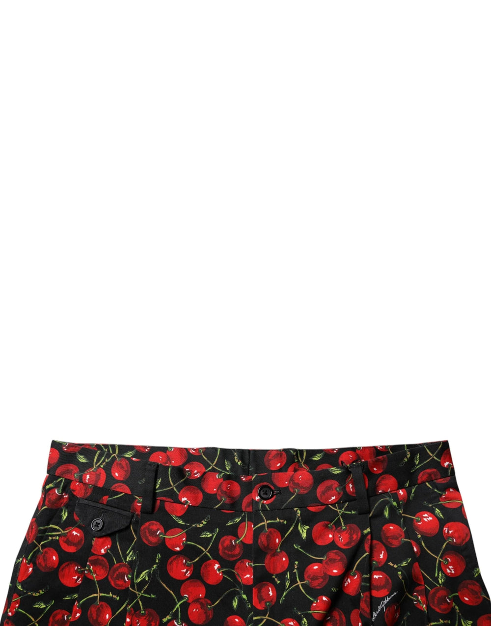 Dolce & Gabbana Black Red Cherry Print Bermuda Cotton Shorts - IT48 | M - Bermudas