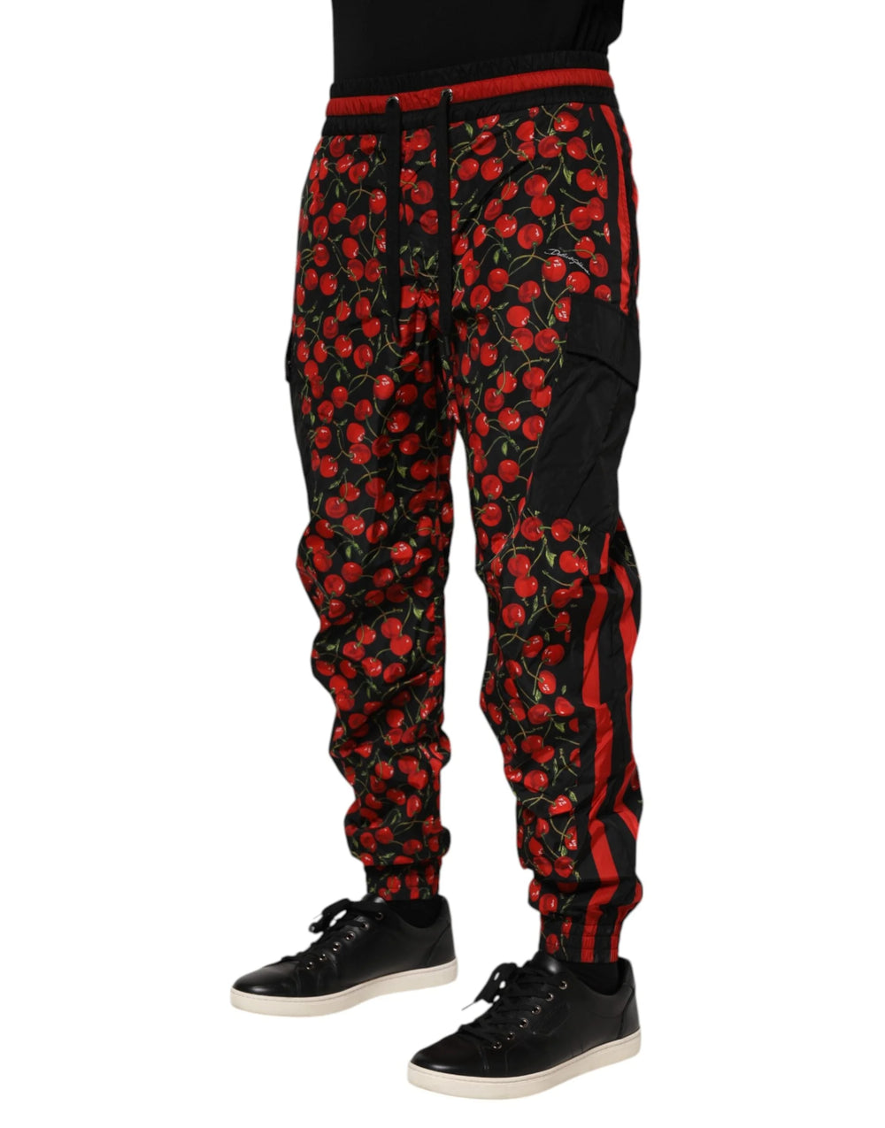 Dolce & Gabbana Black Red Cherry Print Men Sweatpants Pants - IT48 | M - Joggers