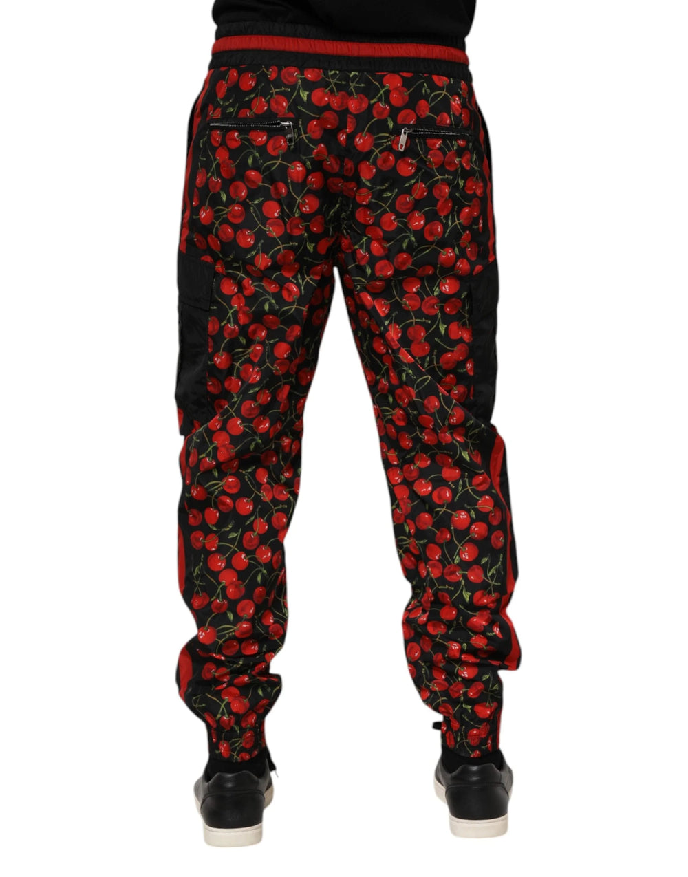 Dolce & Gabbana Black Red Cherry Print Men Sweatpants Pants - IT48 | M - Joggers