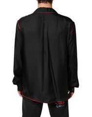 Dolce & Gabbana Black Red Contrast Trim Silk Casual Shirt - IT40 | M - Shirts