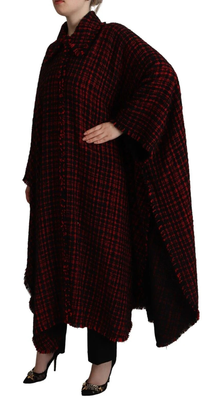 Dolce & Gabbana Black Red Cotton Checkered Over Coat Jacket - IT40|S - Overcoats