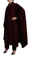 Dolce & Gabbana Black Red Cotton Checkered Over Coat Jacket - IT40|S - Overcoats