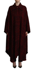 Dolce & Gabbana Black Red Cotton Checkered Over Coat Jacket - IT40|S - Overcoats