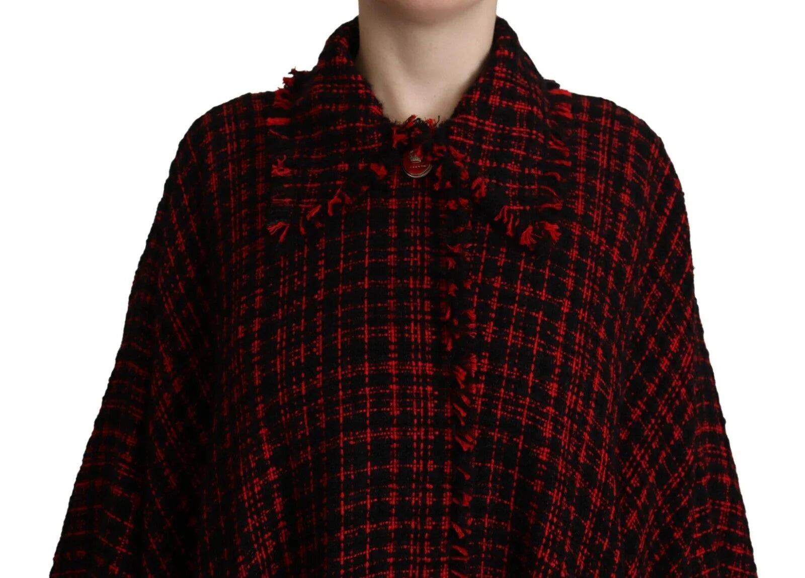 Dolce & Gabbana Black Red Cotton Checkered Over Coat Jacket - IT40|S - Overcoats