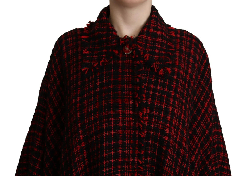 Dolce & Gabbana Black Red Cotton Checkered Over Coat Jacket - IT40|S - Overcoats