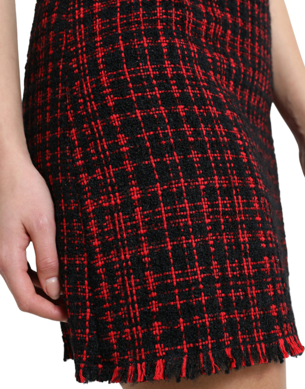 Dolce & Gabbana Black Red Cotton High Waist Tartan Tweed Mini Skirt - IT40|S - Skirts