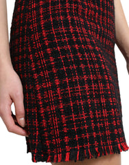 Dolce & Gabbana Black Red Cotton High Waist Tartan Tweed Mini Skirt - IT40|S - Skirts