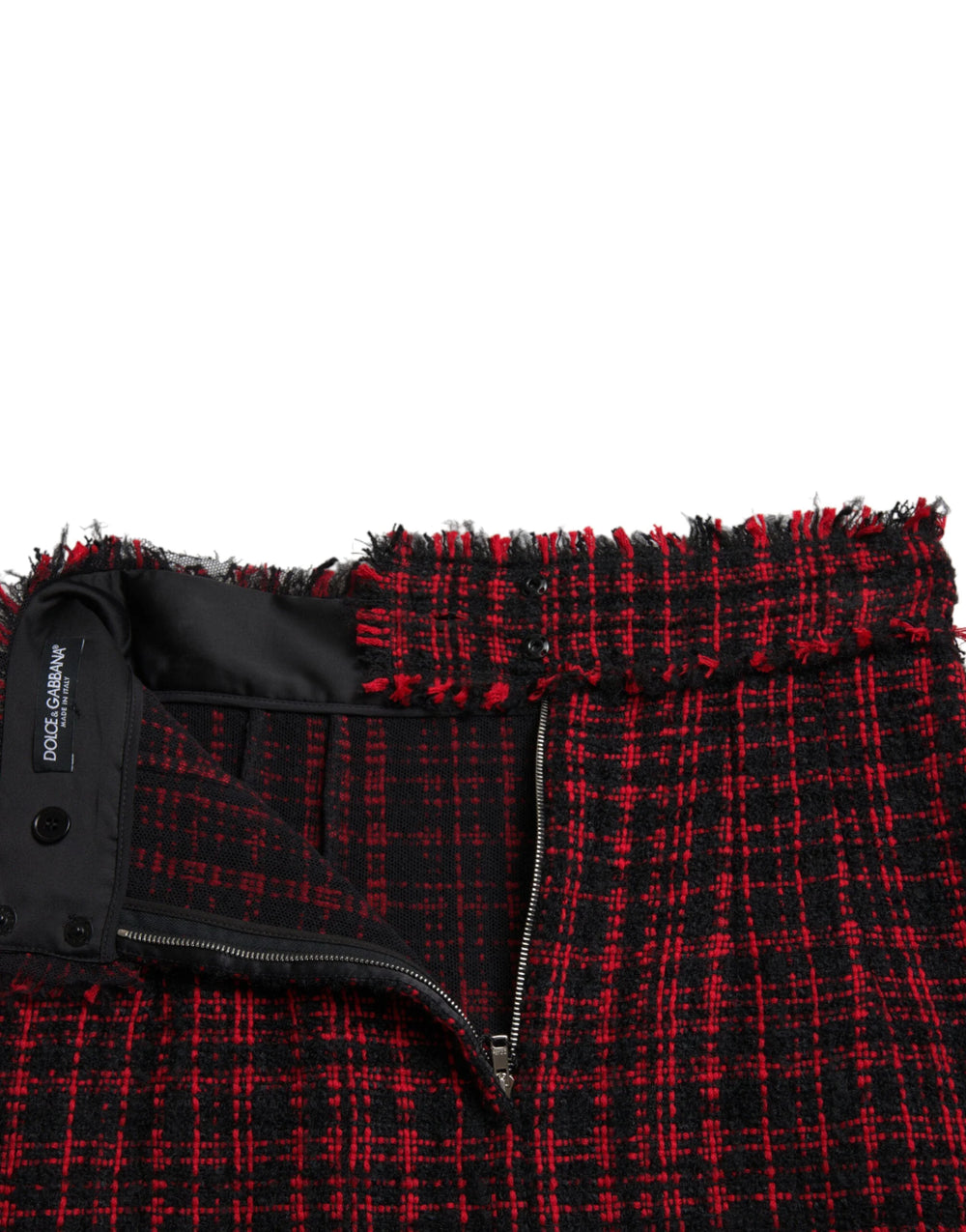 Dolce & Gabbana Black Red Cotton High Waist Tartan Tweed Mini Skirt - IT40|S - Skirts