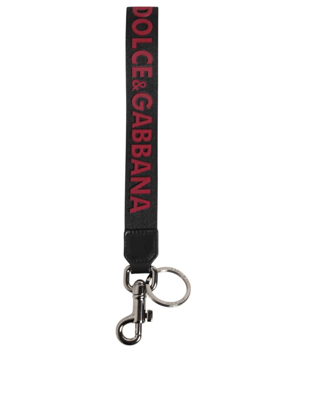 Dolce & Gabbana Black Red DG Logo Polyester Silver Men Keychain Keyring - Keychains