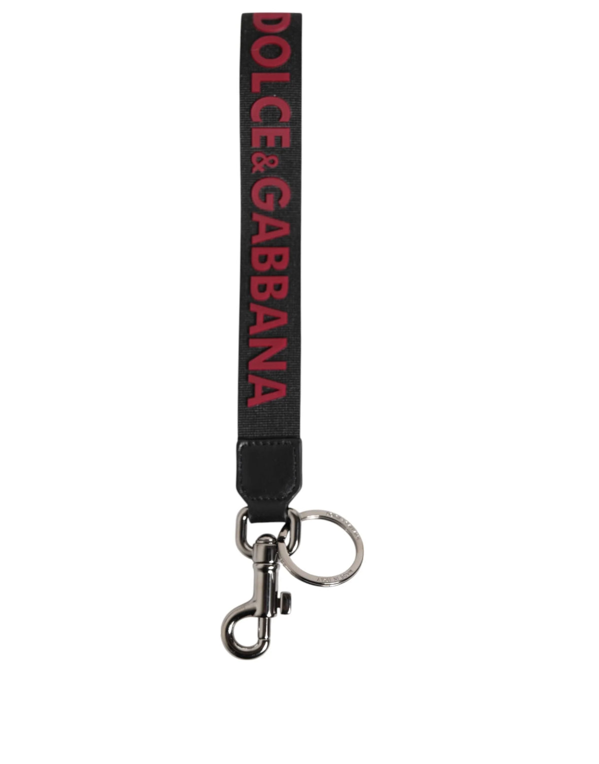 Dolce & Gabbana Black Red DG Logo Polyester Silver Men Keychain Keyring - Keychains